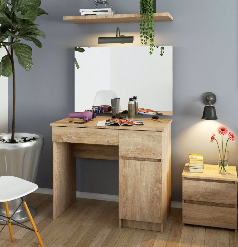 Toeletta con specchio BRETIK - rovere sonoma, versione a destra