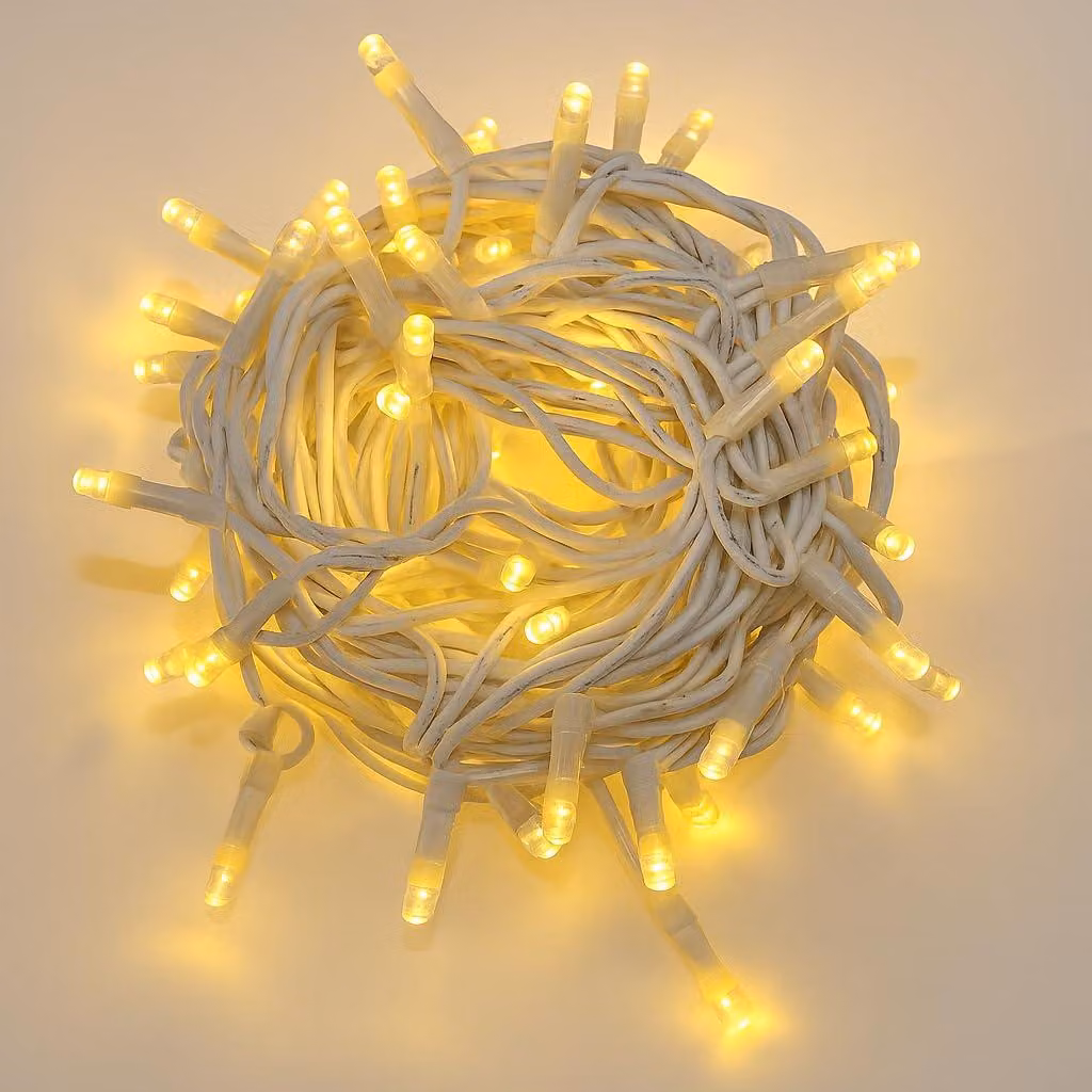 Catena luminosa a LED, 100 LED, 10 metri, colore giallo, grado di protezione IP65, espandibile
