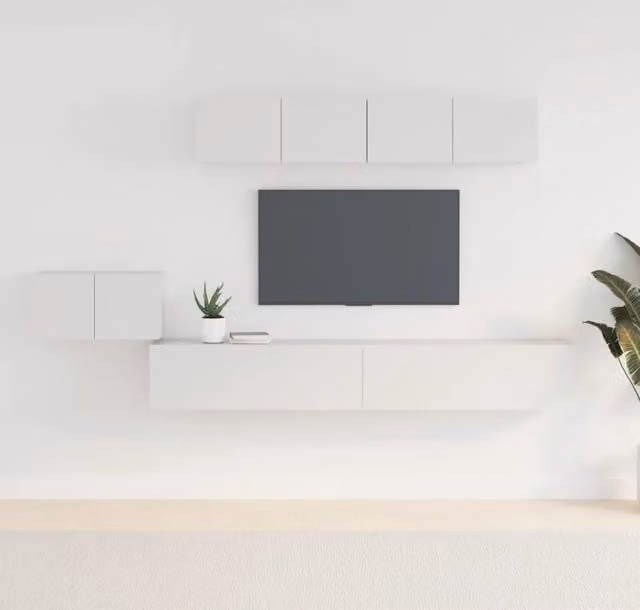 Set di Mobili Porta TV 5 pz Bianco in Legno Multistrato 3114430