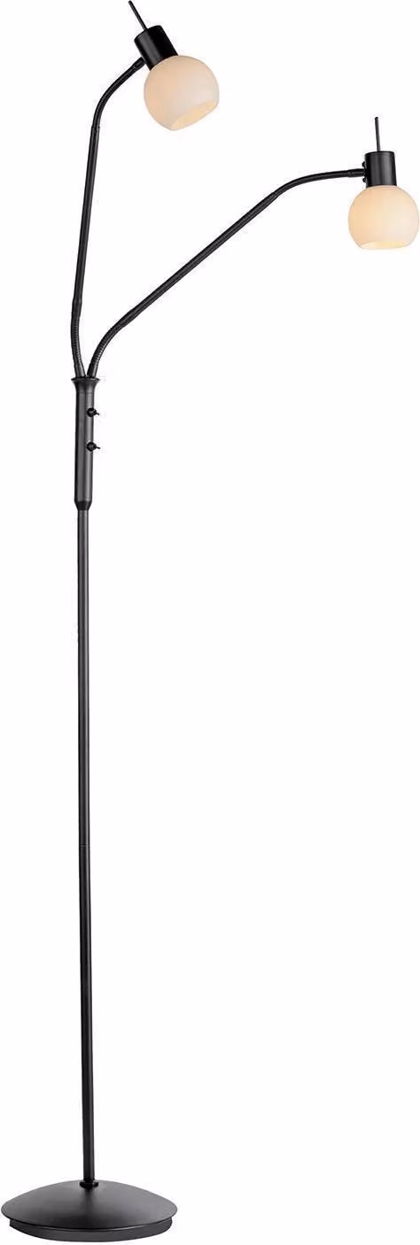 Lampada da terra a LED - H 170 cm - 2 fiamme - Nero - Metallo