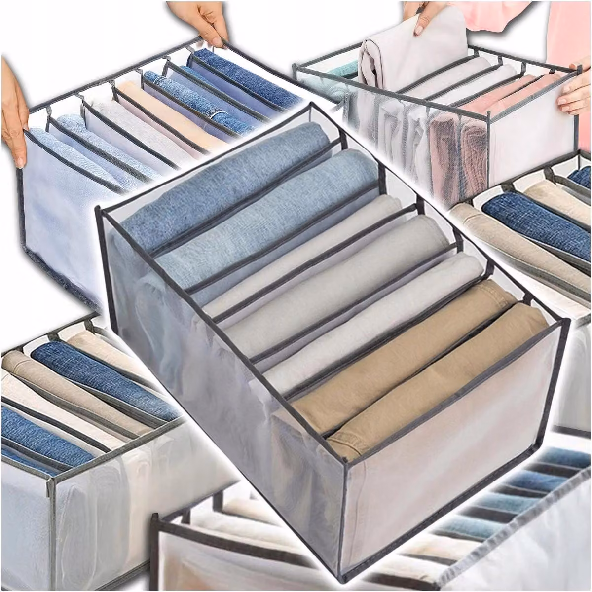 Contenitore per abiti - Modello armadio - 36 x 25 x 20 cm - Scomparti multipli - Poliestere