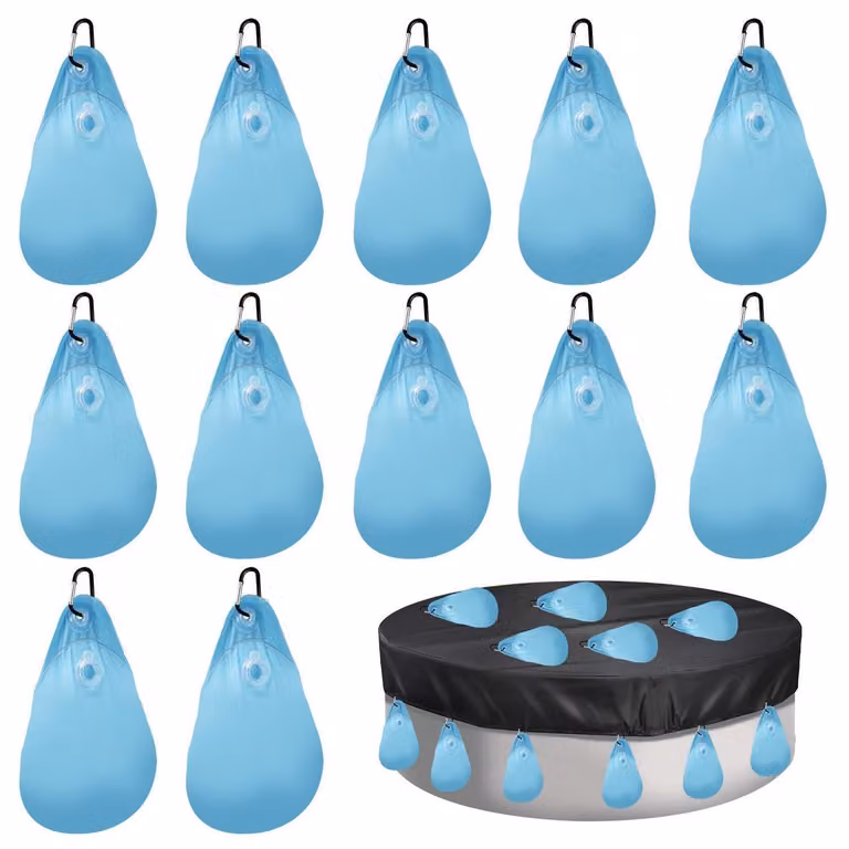 Cuscini per piscina, confezione da 12 pezzi, dimensioni 34 x 23 cm, in PVC, con valvola di sicurezza, ideali per coprire la piscina durante l'inverno