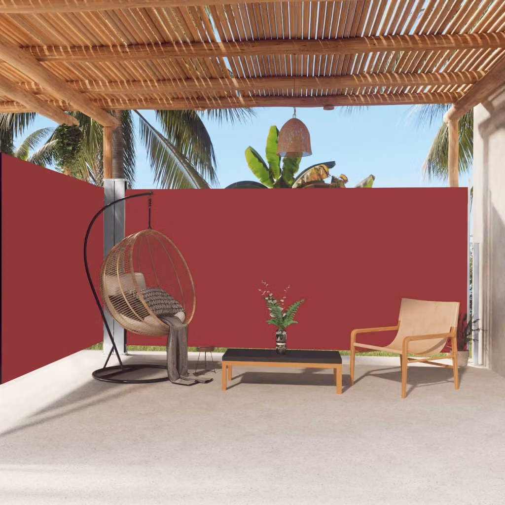 The Living Store Tenda laterale estensibile rossa 180x600 cm