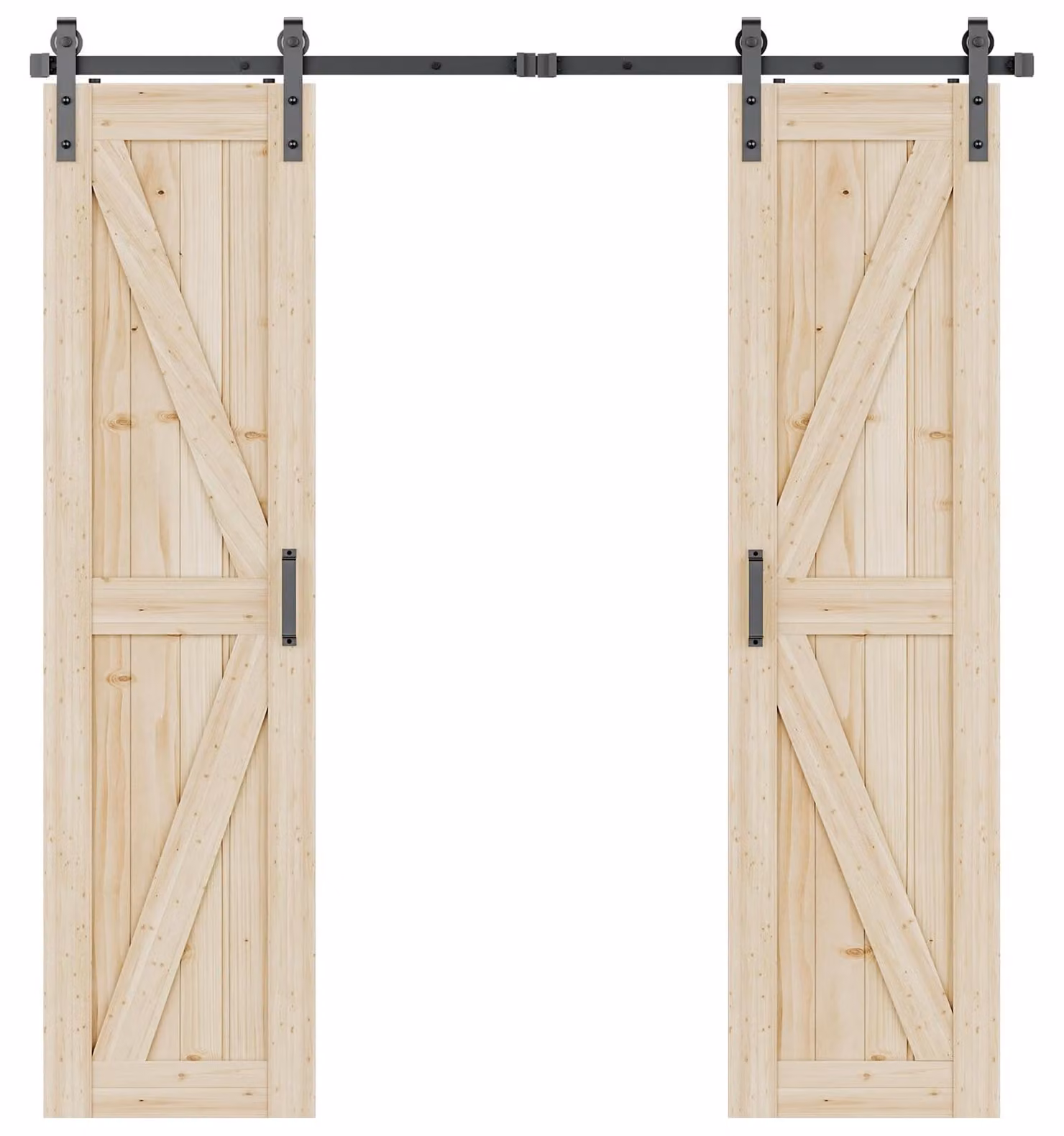 Set completo di porta scorrevole in legno, larghezza 305 cm
