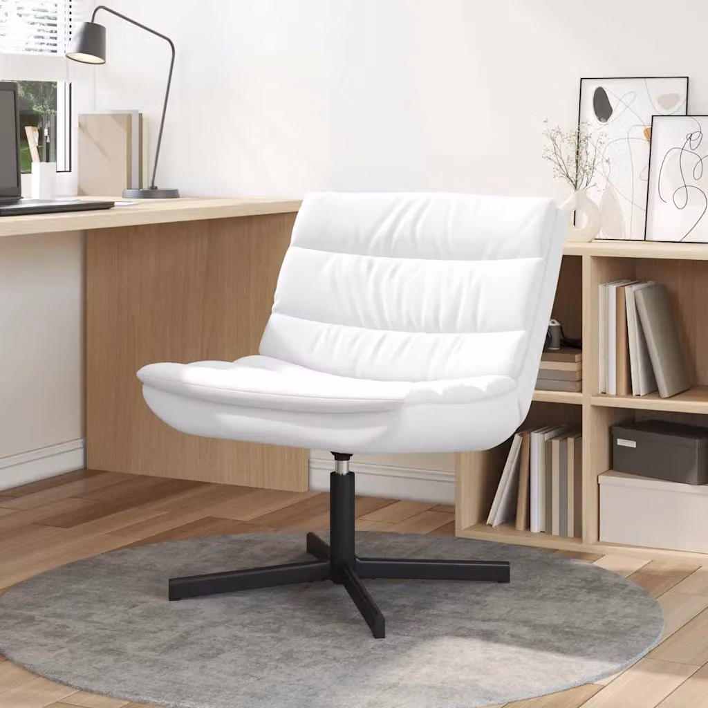 Sedia girevole vidaXL in similpelle bianca con ruote L: 63 cm, P: 75 cm, H: 76 cm