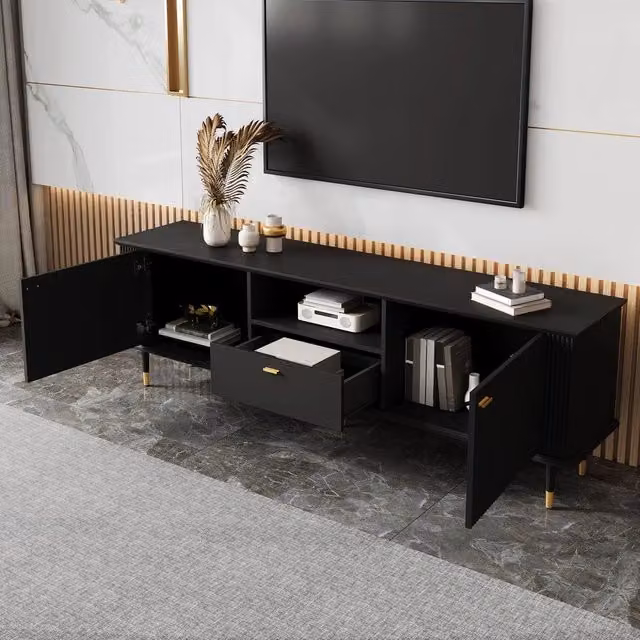 Mobile TV con Cassetti e Ripiani ¨C MINIMAL ¨C Bianco, Ante Soft-Close