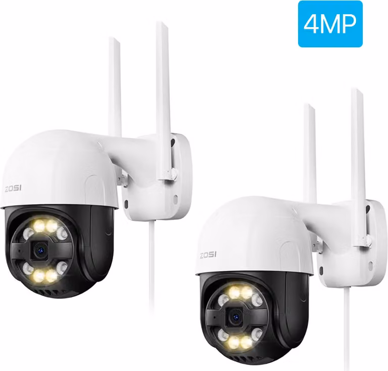 Telecamera ZOSI PTZ Wifi, risoluzione 4MP, rilevamento AI per persone e veicoli, 4MP NO Scheda TF x 2