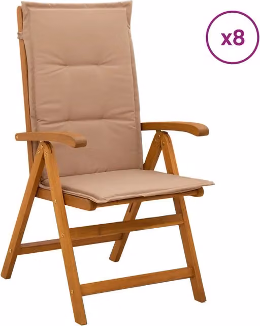 Sedie da giardino reclinabili 8 pz Naturale 3434479