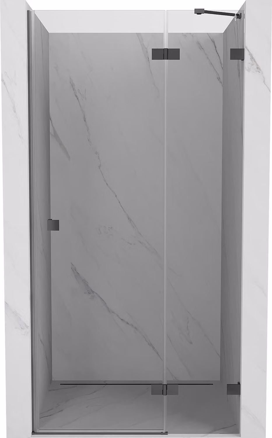 Mexen Lunar porta doccia battente destra 75 cm, trasparente, metallo canna di fucile - 834-075-000-95-00-P