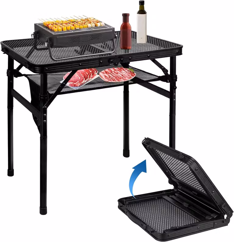Tavolo da barbecue pieghevole, con altezza regolabile, dimensioni 59,9 x 39,9 cm, per uso esterno