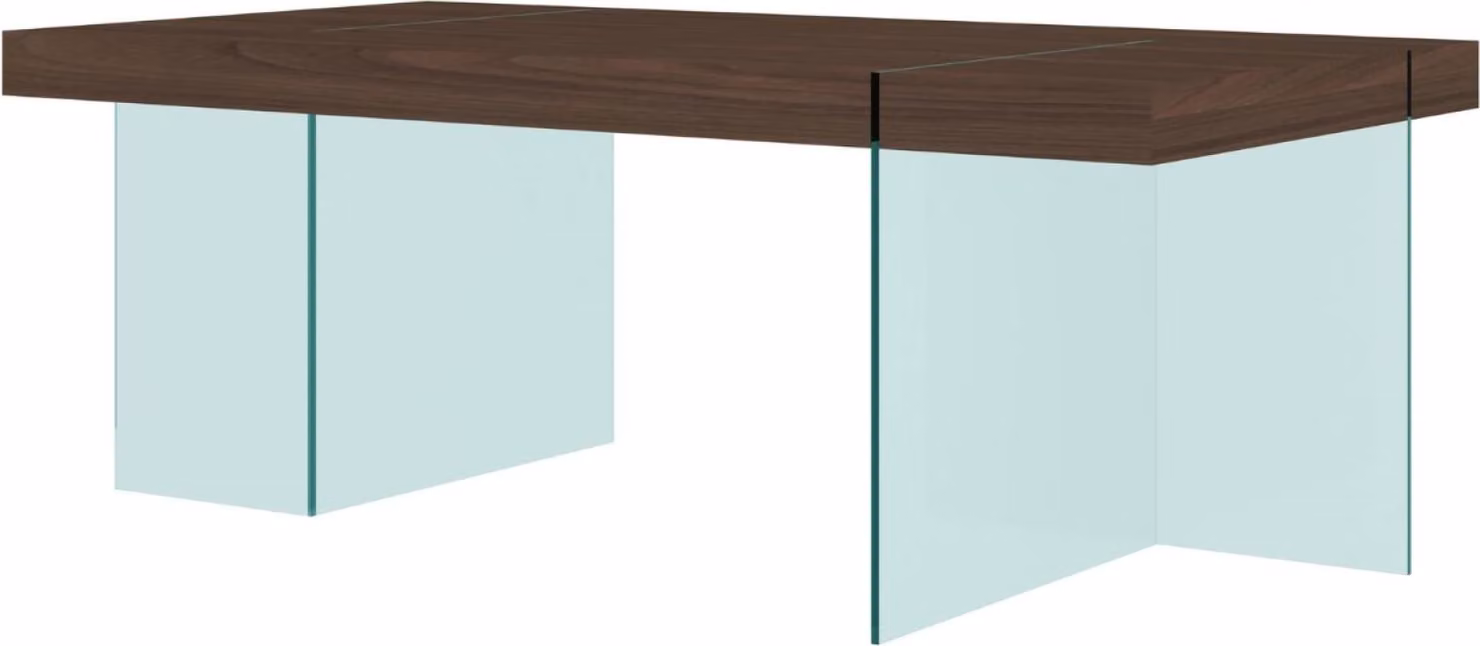 FURNLUX Tavolo da pranzo Soho Noce e Trasparente 200cm / Colore principale: Marrone / Dimensioni: 200 x 75 x 105 cm