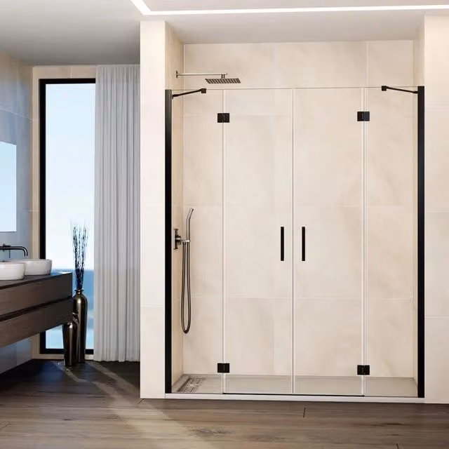 Box doccia rettangolare DUCHA GLASS 2 con 2 fissi e 2 porte battenti, colore titanio e vetro trasparente, L: 202.5 cm
