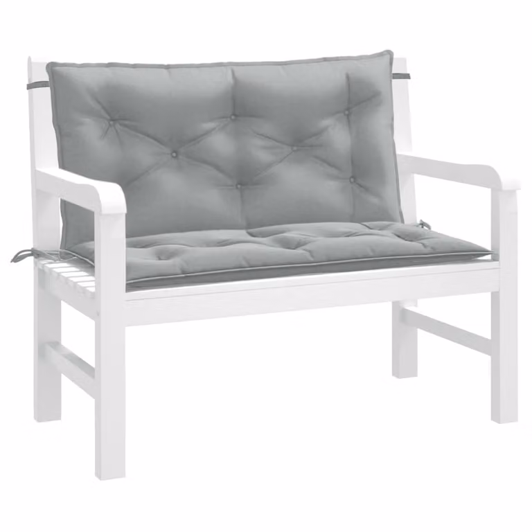 Set di 2 cuscini per panca da giardino vidaXL in poliestere, colore grigio, L 100 cm x P 50 cm x H 7 cm, resistenti ai raggi UV e antiscivolo