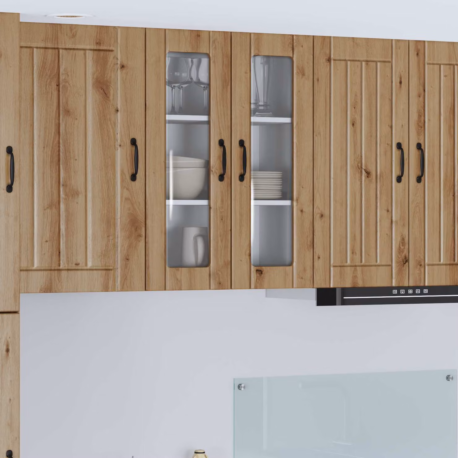 Mobile da parete LUCCA vidaXL in legno e vetro, Rovere, L: 80 cm, H: 60 cm, P: 31 cm