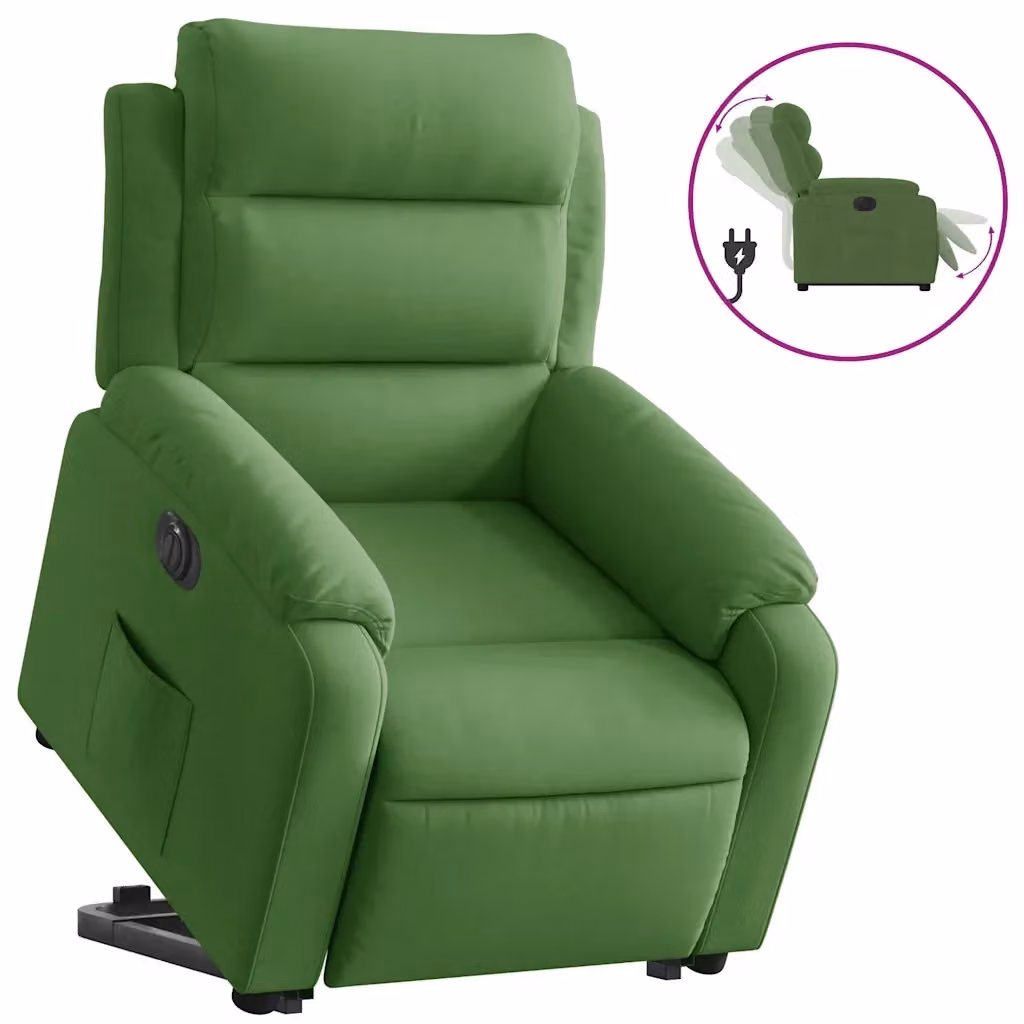 Poltrona Alzapersona Elettrica Reclinabile vidaXL in Velluto Verde per Senior – 2