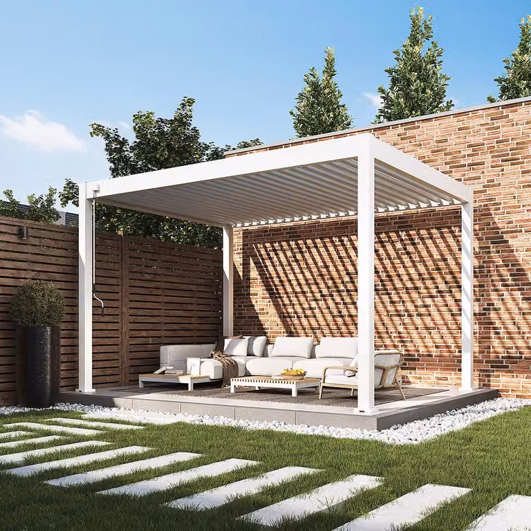 Pergola Weide Classic in alluminio 3x4 m con tetto a lamelle, indipendente, bianca