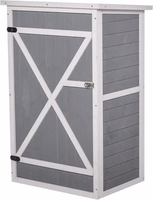 Casetta Box da Giardino GIORDANOSHOP in Legno Grigio con Serratura e Ripiani L/P/H: 75 x 56 x 115 cm – 1