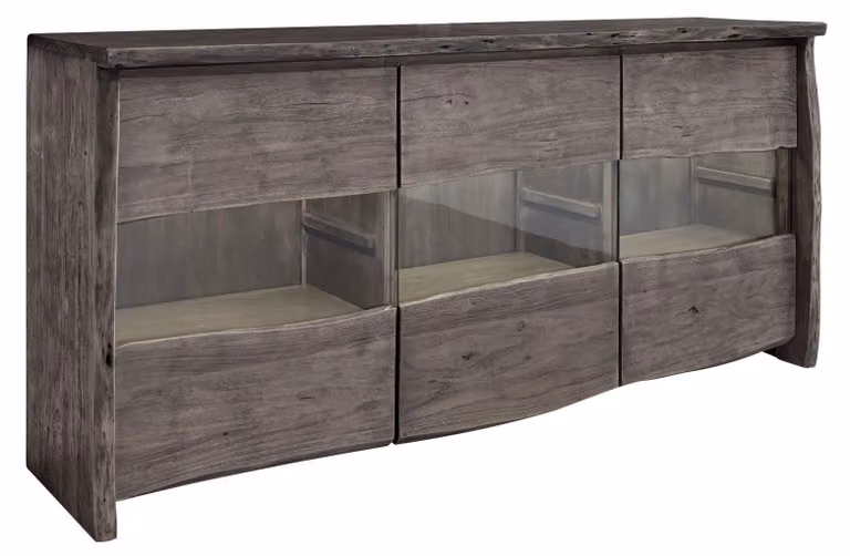 MASSIVMOEBEL24 | credenza in legno di Acacia 191x45x96 grigio scuro laccato PURE ACACIA #908