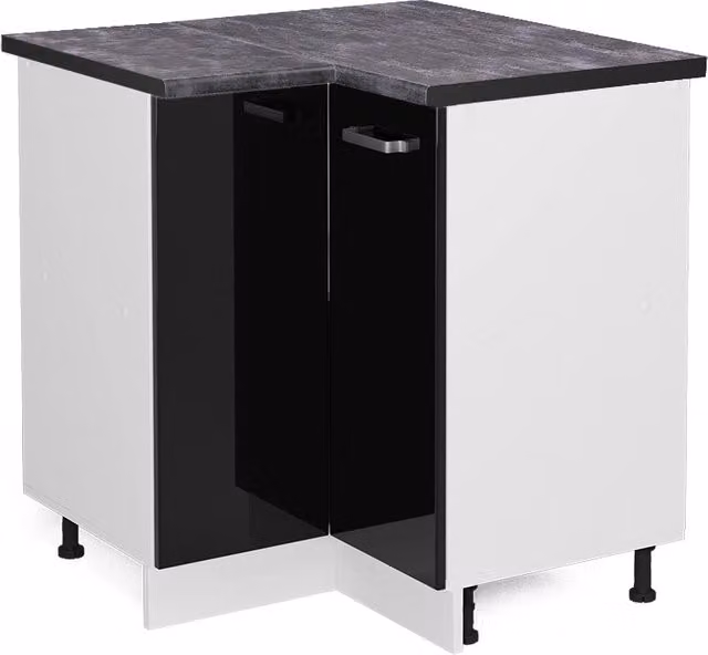 Mobile ad angolo cucina R-Line Nero lucido/Bianco 75.6 cm, PL Antracite Vicco