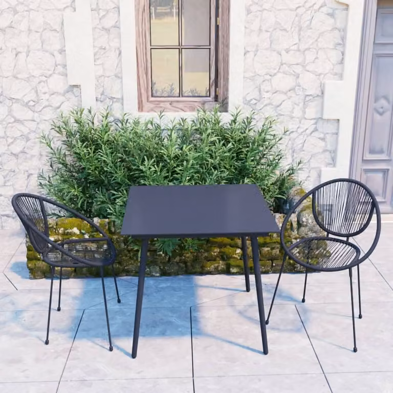 Maison Exclusive - Set da pranzo da giardino a 3 pezzi in rattan PVC nero