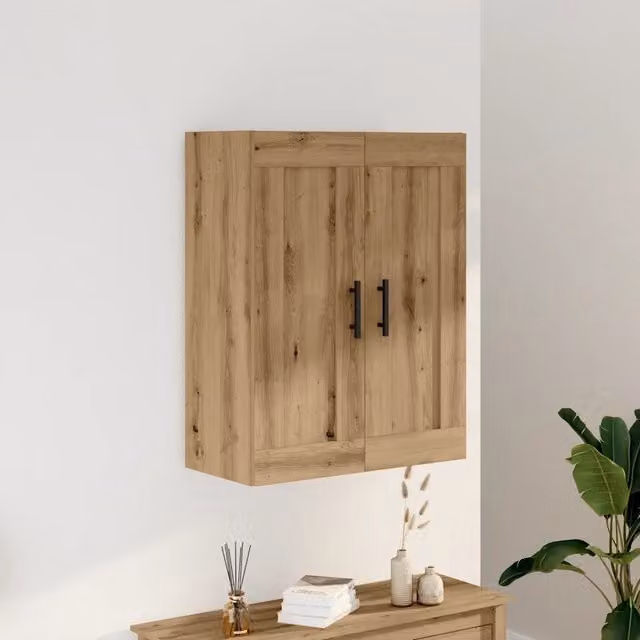 Mobile a Parete Moderno vidaXL in Legno e Metallo Marrone L: 69,5 cm, P: 34 cm, H: 90 cm – 1