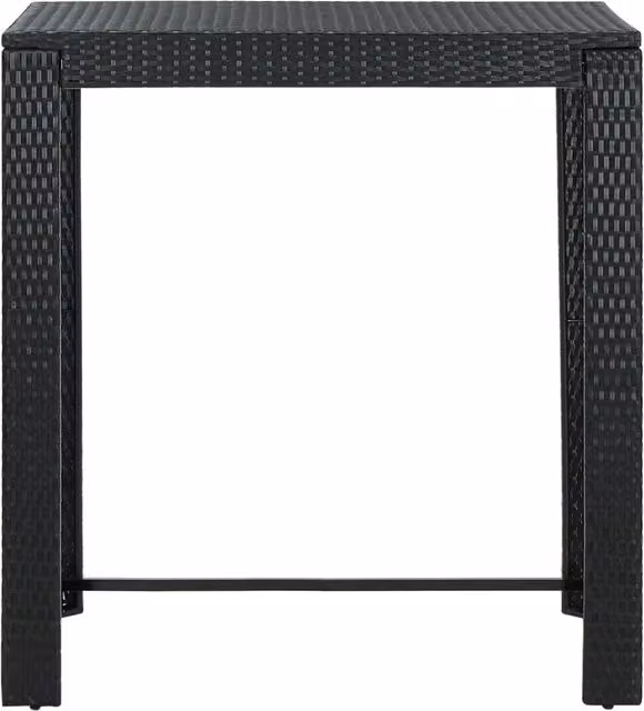 Tavolo da bar moderno vidaXL in polyrattan nero per giardino e terrazza L: 100 cm, P: 60,5 cm, H: 110,5 cm
