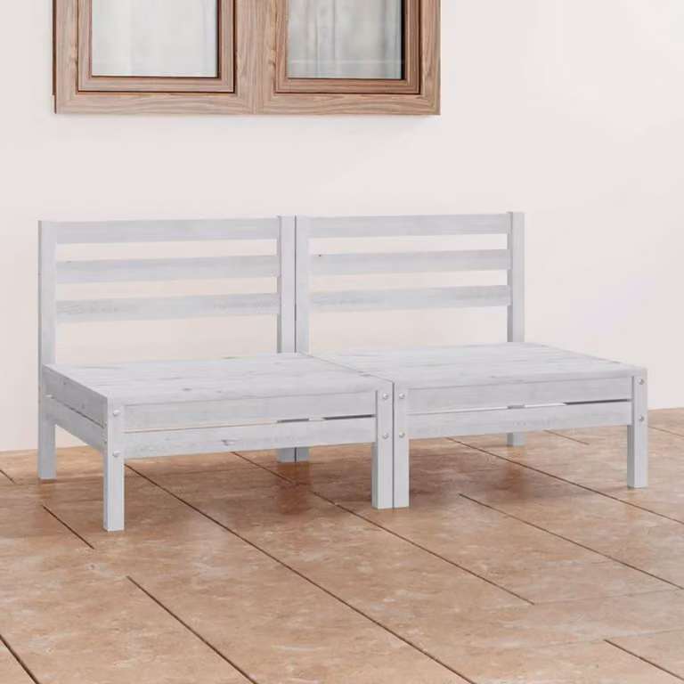 vidaXL Divano da Giardino a 2 Posti in Legno di Pino Bianco Lacqué