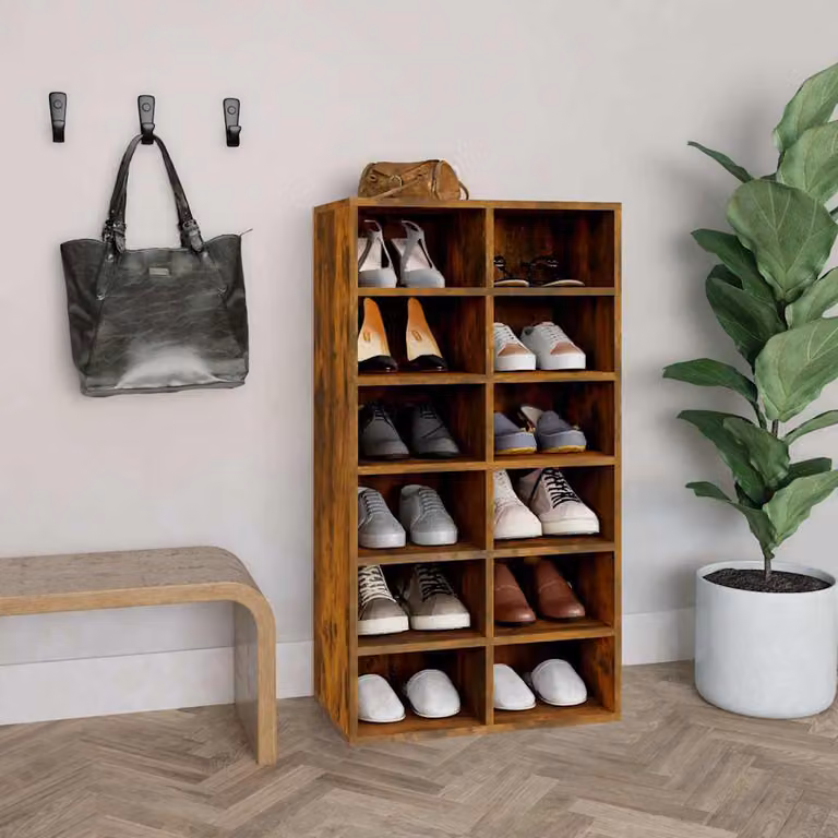 Scarpiera moderna vidaXL in legno Rovere Fumo L: 54 cm, P: 34 cm, H: 100,5 cm