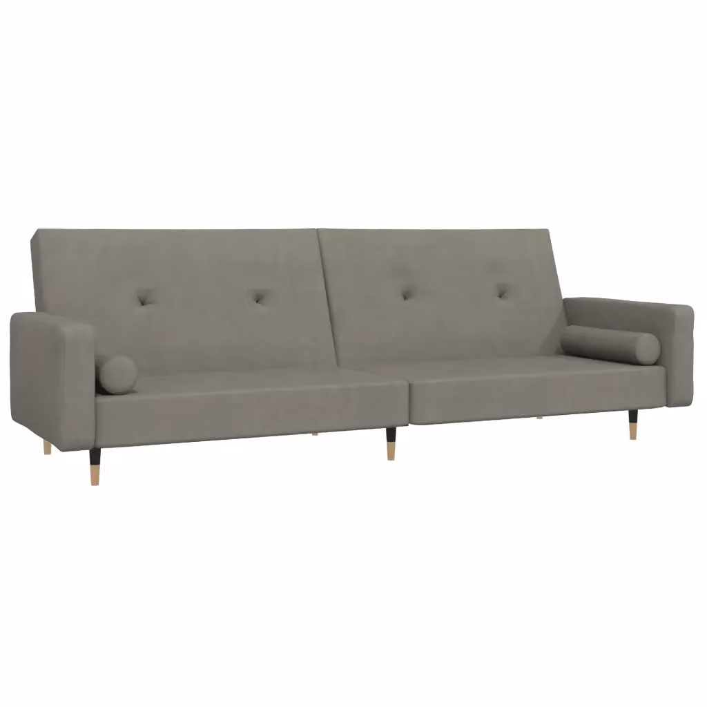 Divano Letto Click Clack vidaXL in Velluto Grigio con 2 Cuscini, Design Moderno con Struttura in Legno e Metallo – 2