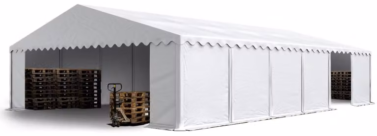 TOOLPORT Tendone deposito 8x12 m PVC 750 N tenda capannone bianco telaio perimetrale e rinforzo del tetto