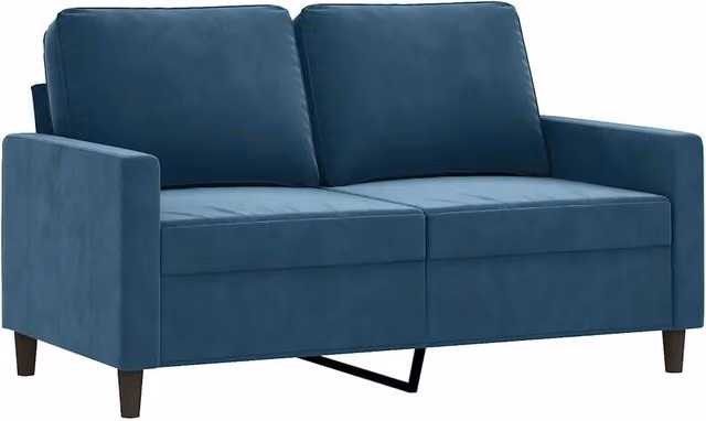 Divano | Divano da soggiorno | Sofa a 2 Posti Blu 120 cm in Velluto
