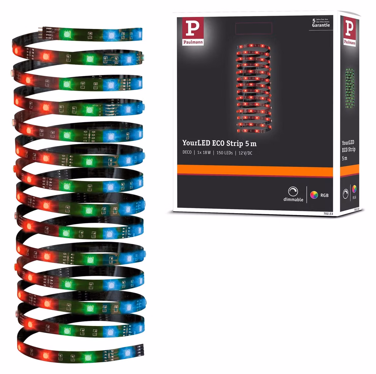 Paulmann YourLED ECO Stripe, striscia LED da 5 metri, RGB