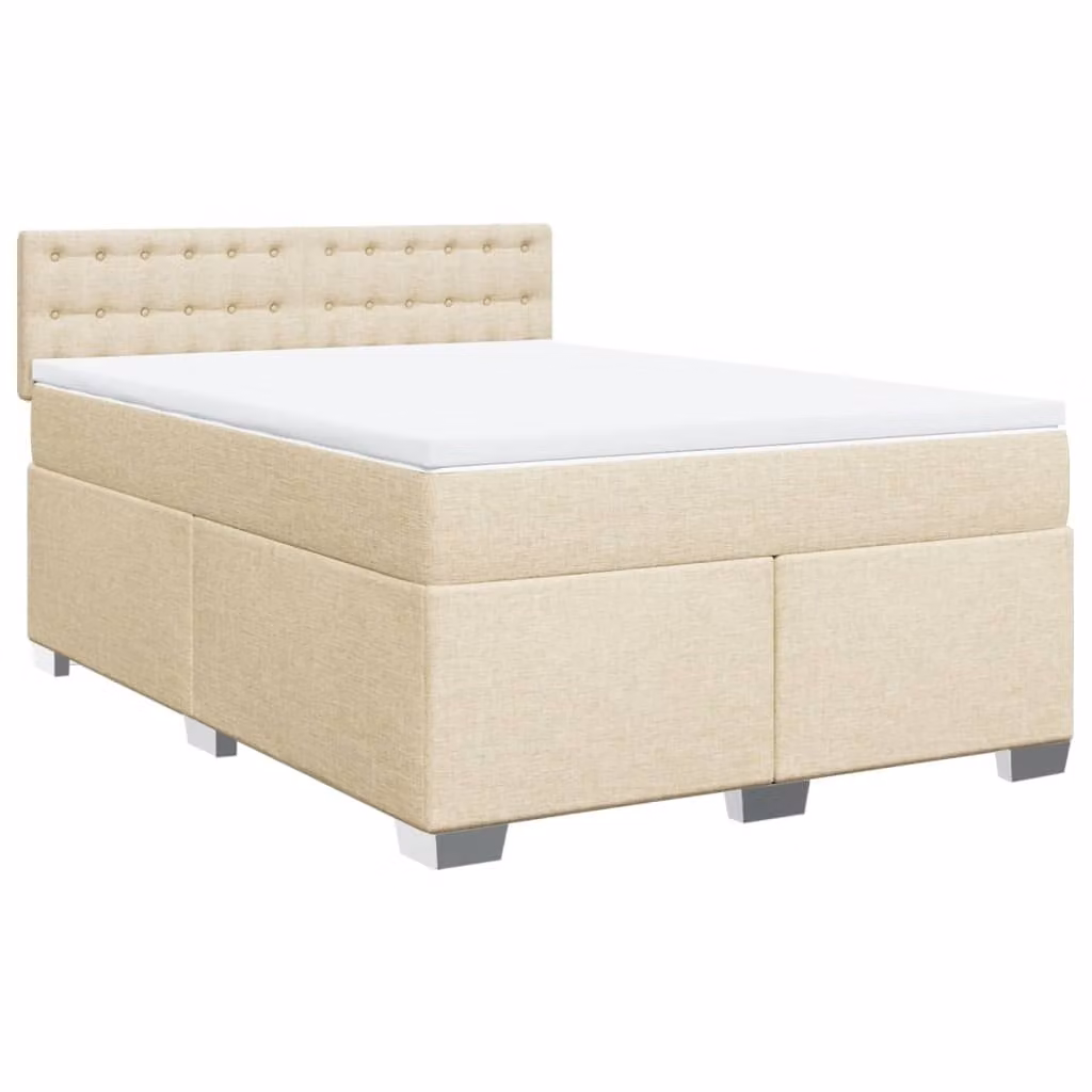 Giroletto a Molle con Materasso Crema 140x19 cm in Tessuto