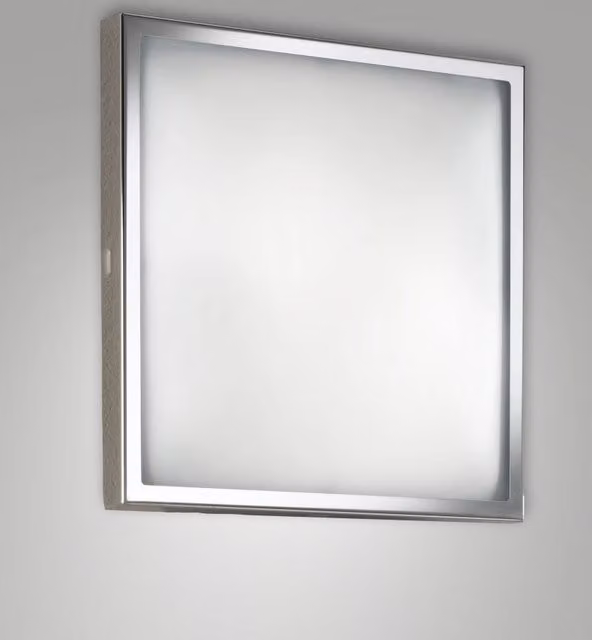 Plafoniera LED Fabas Osaka in Metallo e Vetro Cromo, Luce Bianco Caldo 3000K, 12W, 1100lm, L/P: 30 x 30 cm