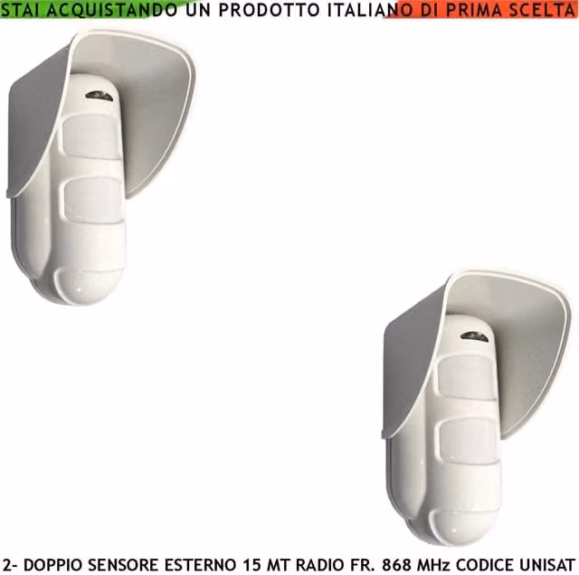 Sensore di movimento esterno Securvera IP54 con doppia tecnologia e connessione WiFi via radio 868 MHz, bianco