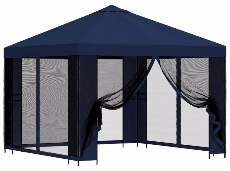 Gazebo da giardino con pareti laterali 3 x 3 m Blu