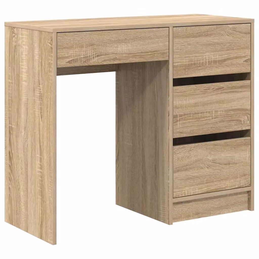 Scrivania moderna vidaXL in legno MDF color rovere e beige, L 90 x P 37,5 x H 75 cm – 2