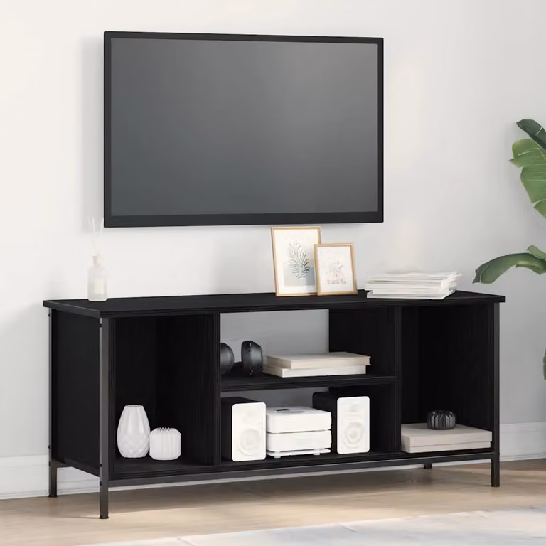 Mobile TV vidaXL moderno in legno ingegnerizzato Rovere Nero L: 102 cm, P: 35 cm, H: 45 cm