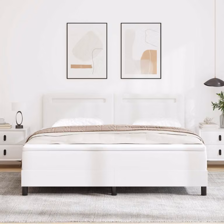 Letto a molle con materasso vidaXL in pelle sintetica bianca L/P: 180 x 200 cm