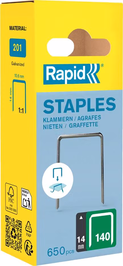 Rapid Tools 40109576 Graffette a filo piatto Rapid tipo 140, 14 mm, confezione piccola