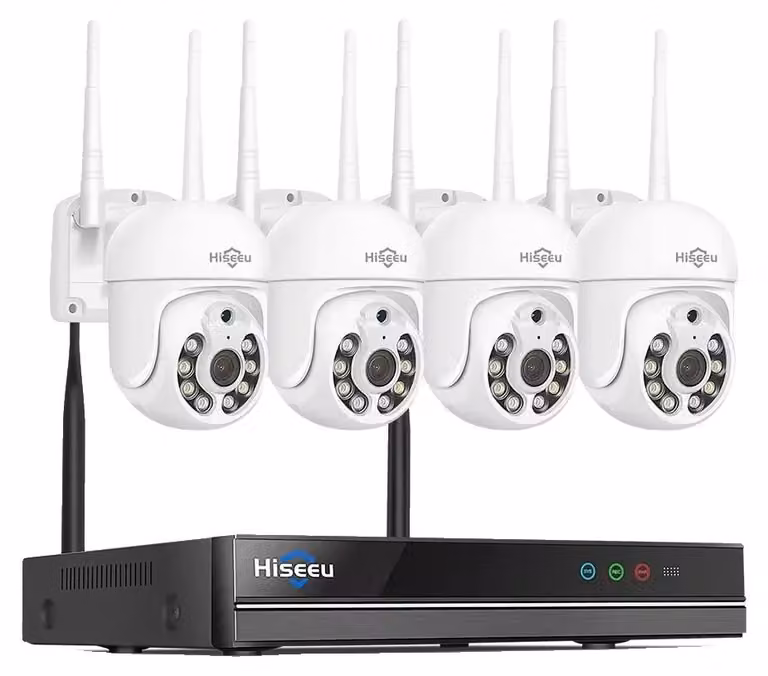 Sistema di videosorveglianza, risoluzione 1080P, connettività wireless, registratore NVR a 10 canali, 4 telecamere, senza, spina europea