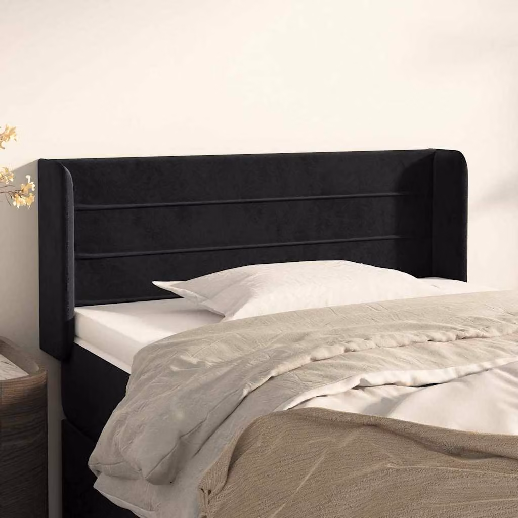 Testiera ad orecchio vidaXL in velluto nero L: 93 cm, P: 16 cm, H: 78-88 cm