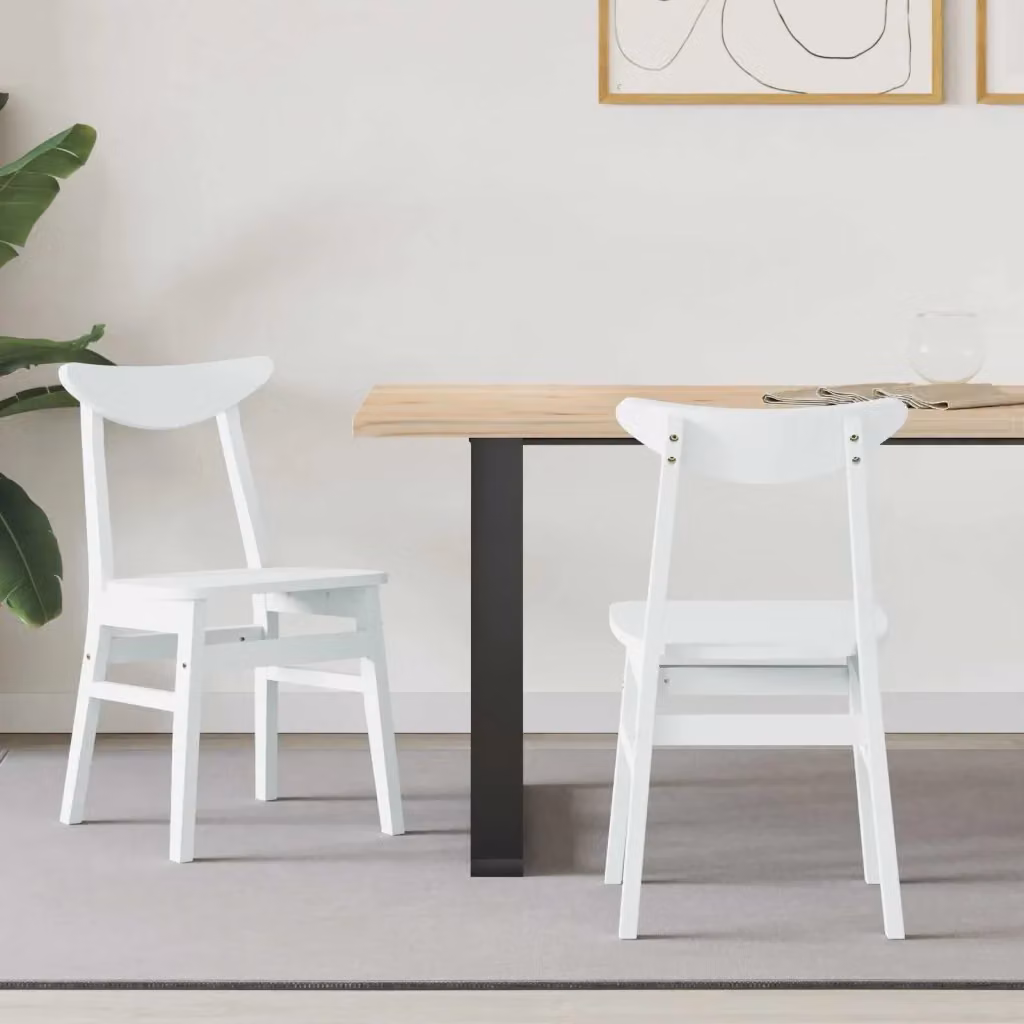 Set di 2 sedie da pranzo e cucina moderne in legno di gomma bianco L 42 cm x P 47,5 cm x H 81 cm – 2