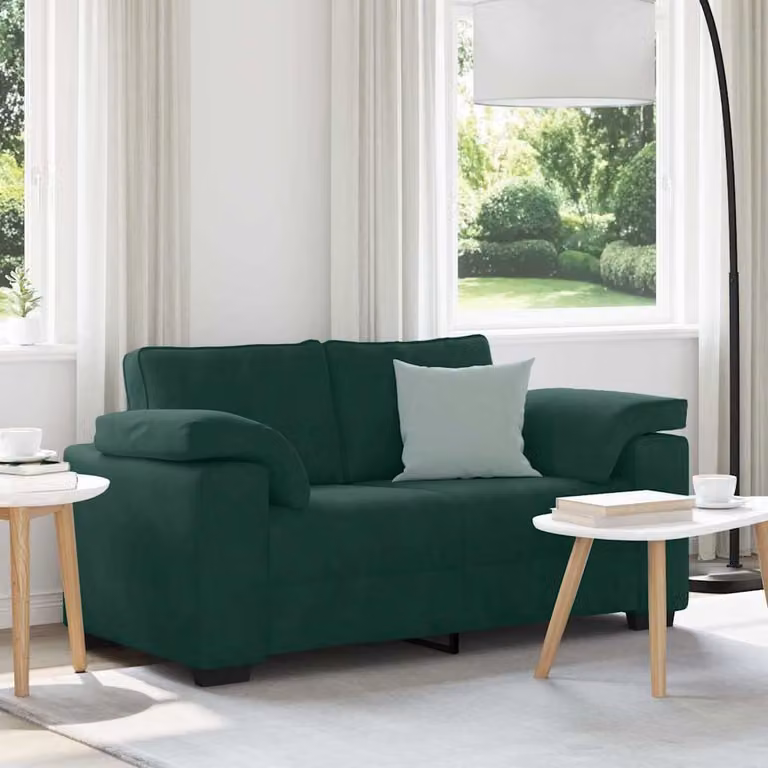 Divanetto moderno vidaXL in velluto verde con cuscini, L: 160 cm, P: 77 cm, H: 82 cm