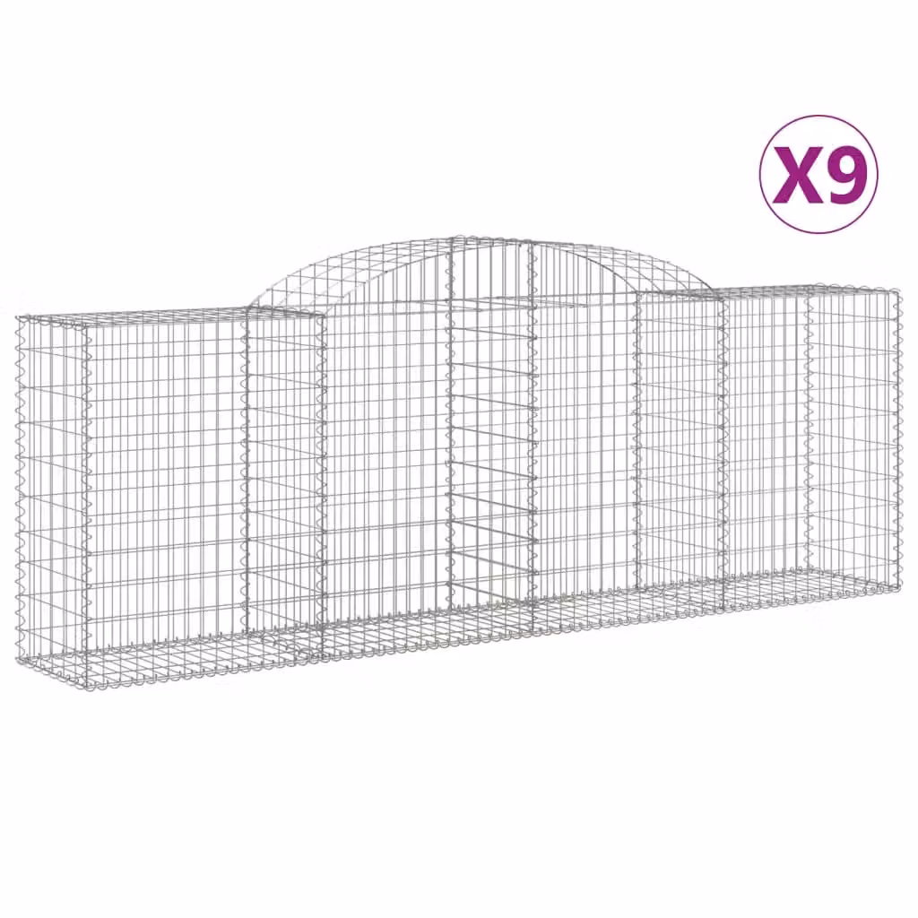 Cesti Gabbioni ad Arco 9 pz 300x50x100/120 cm Ferro Zincato