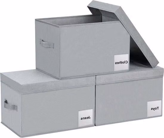Contenitori da conservazione grigio chiaro con coperchio e manici