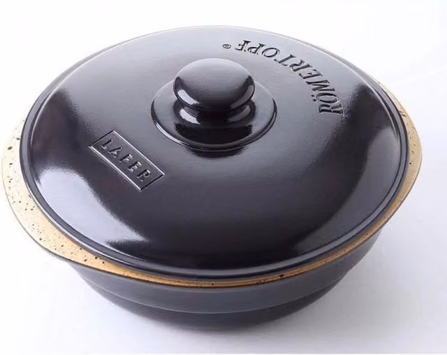 Casseruola Dutch Oven Römertorpf in ceramica Ezooza, colore nero, ideale per BBQ e forno