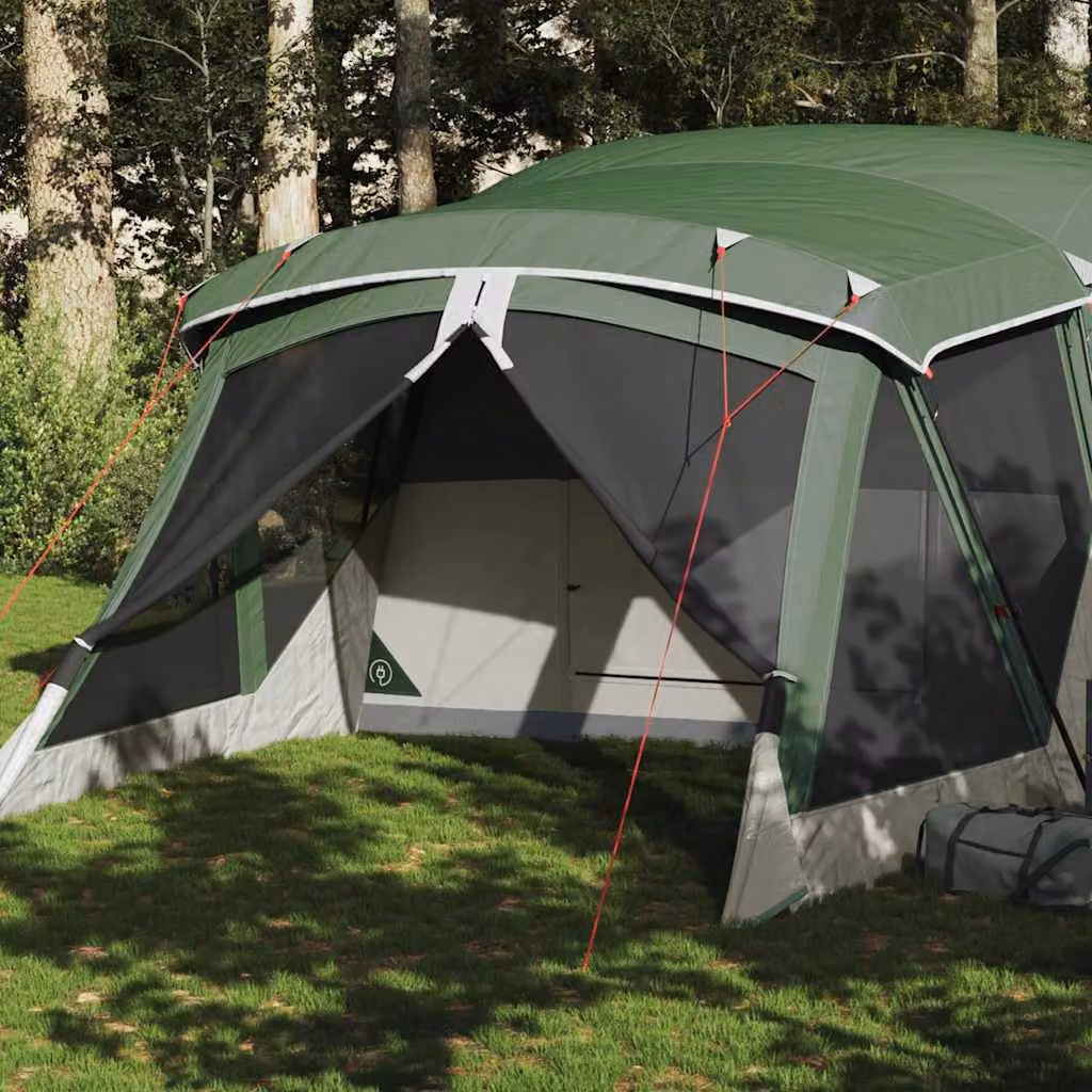 Tenda da campeggio con portico vidaXL per 4 persone, impermeabile, verde