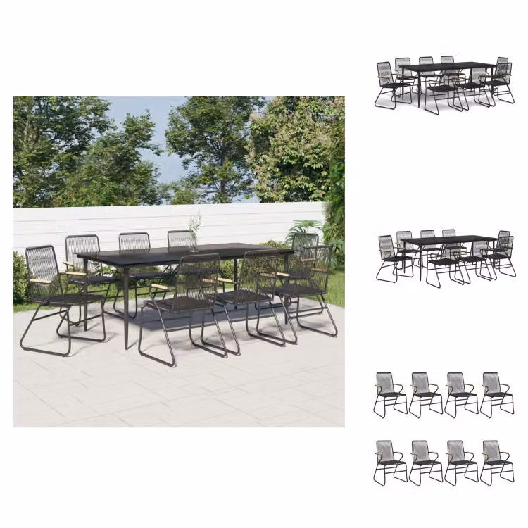 vidaXL Set da pranzo da giardino 9 pezzi in rattan PVC nero - Set di mobili da giardino