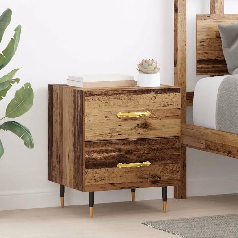 Set di 2 Armadi da Notte vidaXL in Legno Vecchio Marrone L: 40 cm, P: 35 cm, H: 47,5 cm